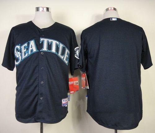 Mariners Blank Navy Blue Cool Base Stitched MLB Jersey - Click Image to Close